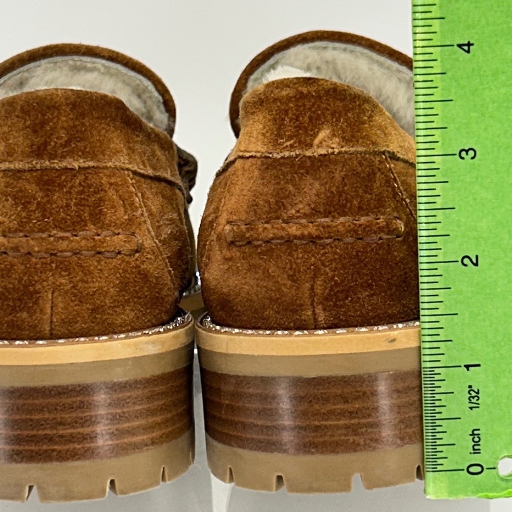 Jimmy Choo Size 38 US 6.5 Narrow Suede Shearling Crystal Deanna Loafer Shoes - Picture 7 of 15